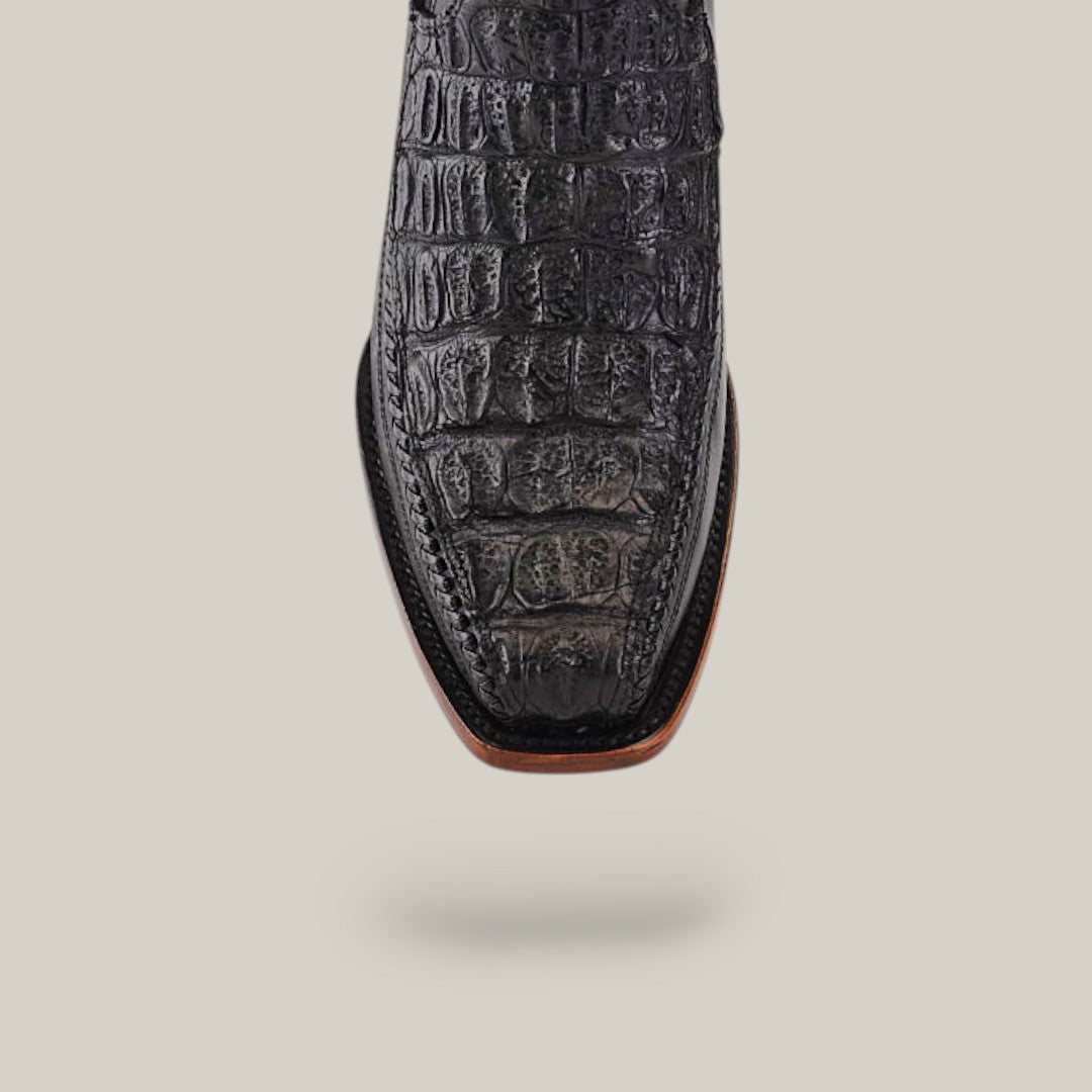 Exotic Caiman - Black - Narrow Square Toe