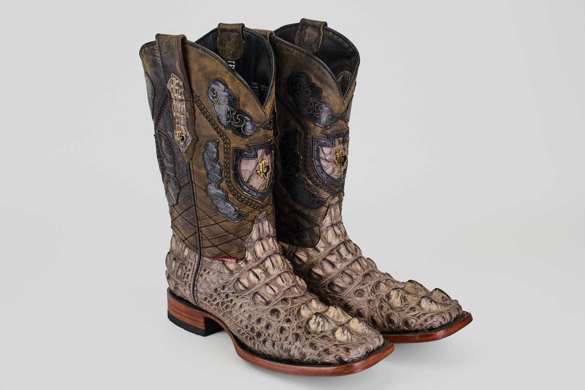 Exotic American Alligator Head - Gray - Square Toe