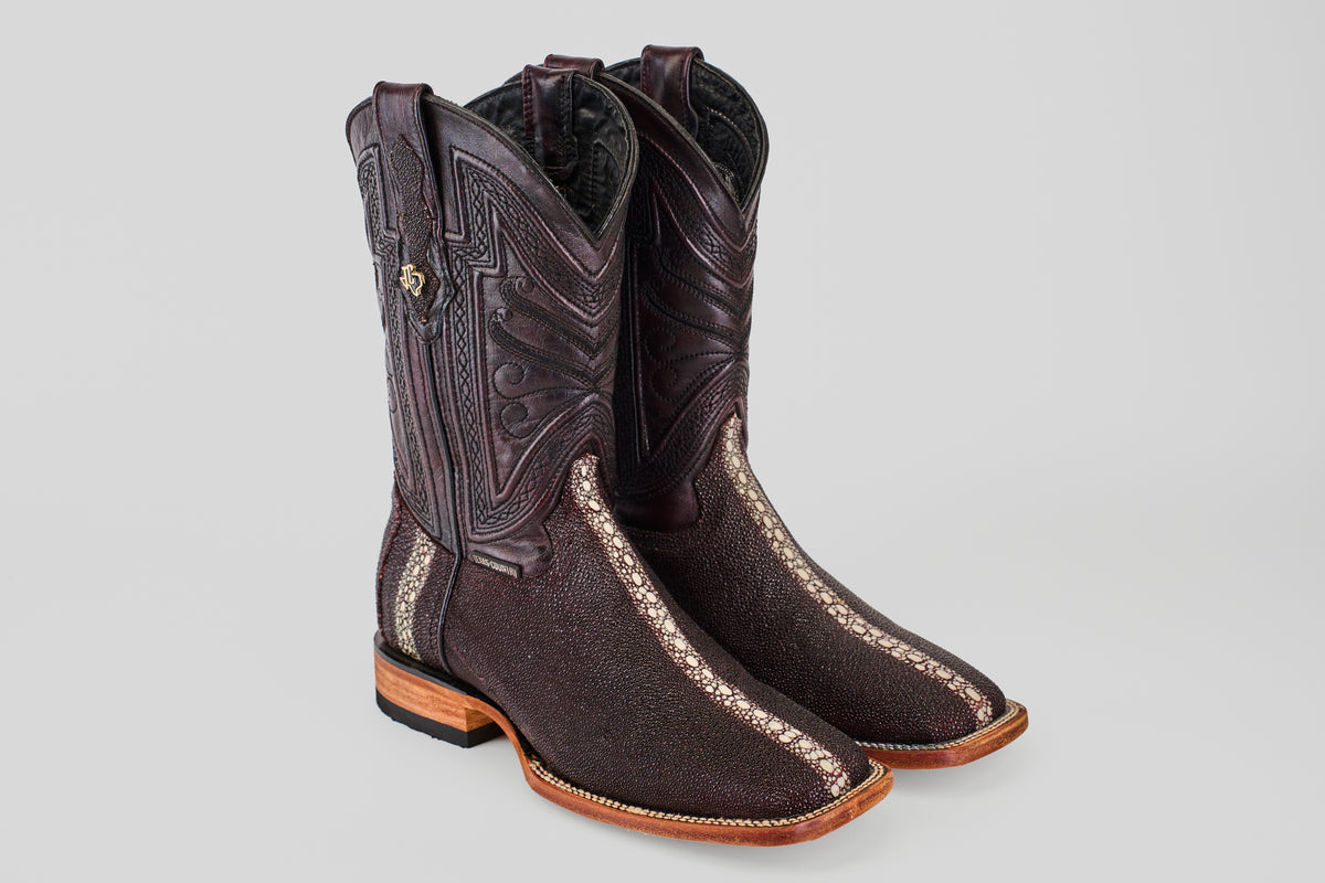 Exotic Stingray Queen  - Wine - Square Toe