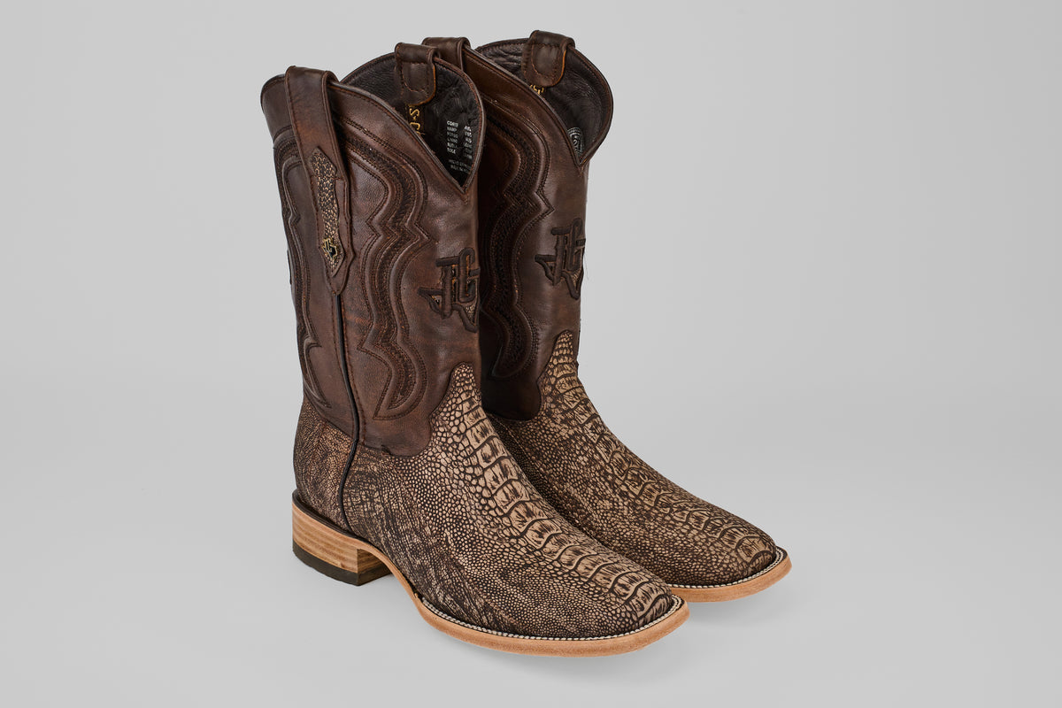 Exotic Full Quilt Ostrich Leg - Matte Orix - Square Toe