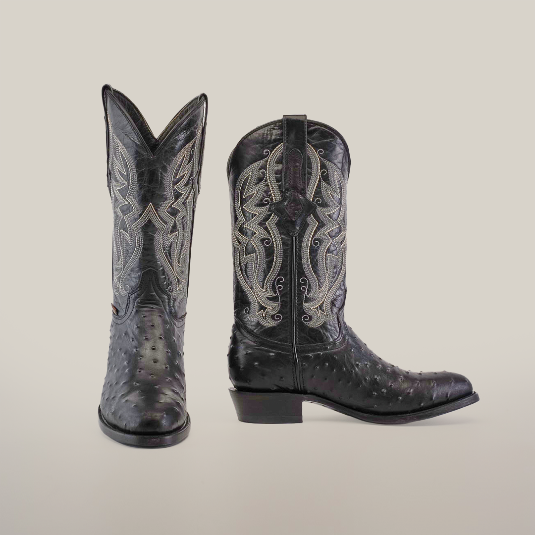 Karoo Ostrich Print Black - Round Toe | Texas Country 