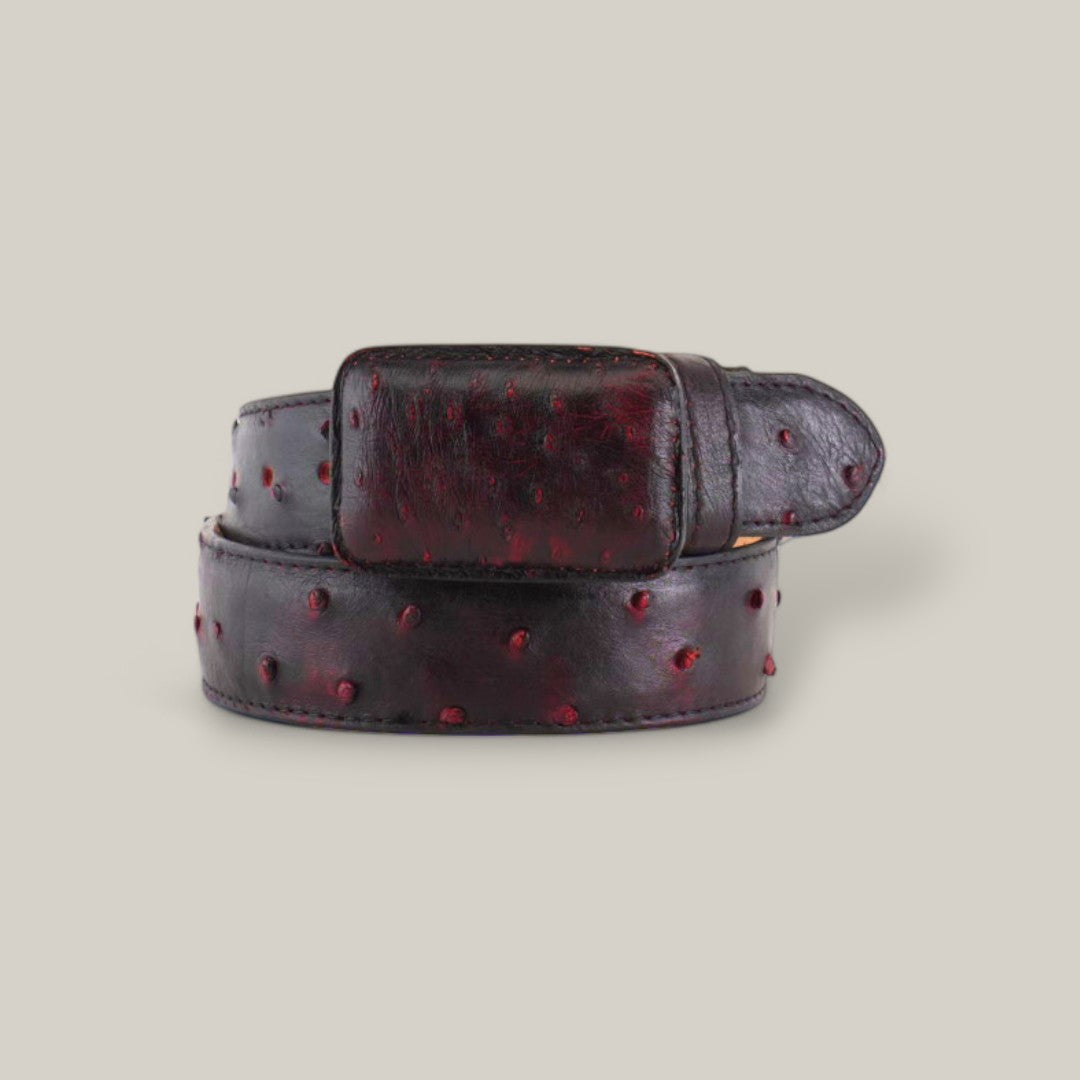 Exotic Full Quilt Ostrich - Black Cherry Belt | Texas Country | Apparel & Accessories > Clothing Accessories > Belts Exotic Full Quilt Ostrich - Black Cherry Belt | Texas Country | Apparel & Accessories > Clothing Accessories > Belts