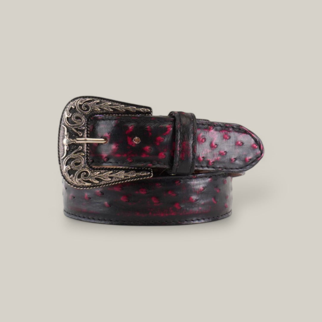 Exotic Full Quilt Ostrich - Texas Buckle - Black Cherry Belt | Texas Country | Apparel & Accessories > Clothing Accessories > Belts
