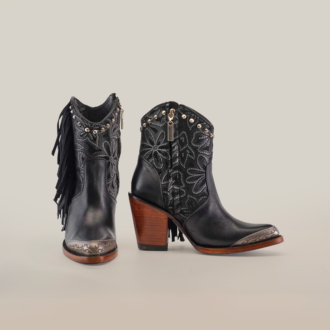 Dallas Fringe Bootie Black - J Toe - Gomez Western Wear US 7