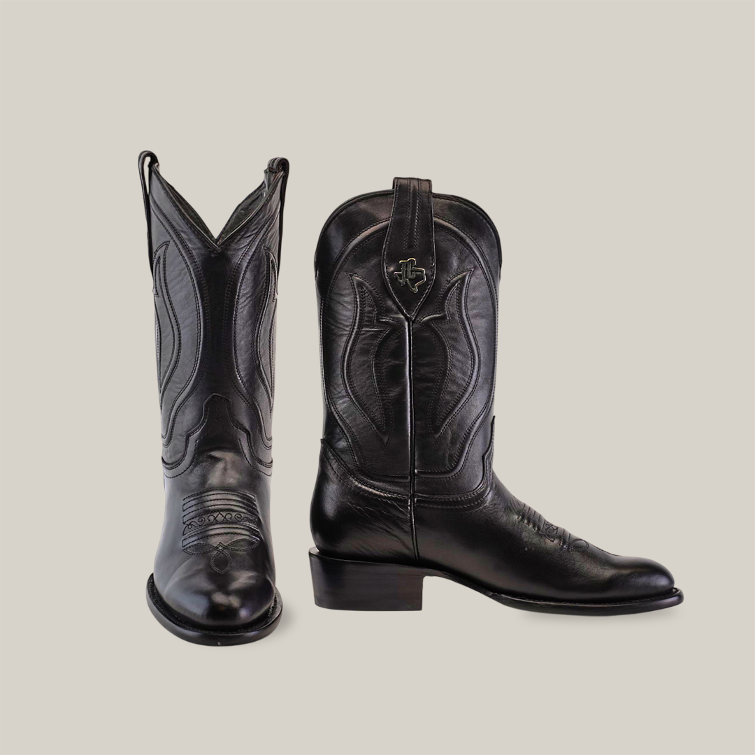 Western - Platinum - Black - Roper Toe - Gomez Western Wear US 11
