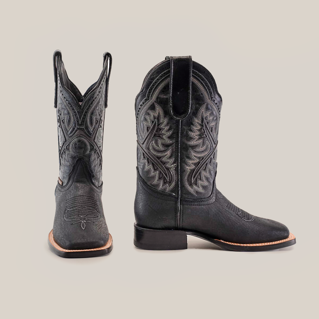 Youth Cheyenne Black Cowboy Boots - Square Toe (E29) 5.5 US