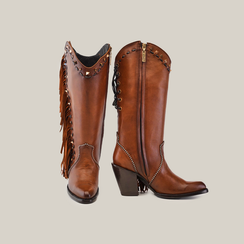 Praga Fringe Tall Shaft Tan - J Toe | Texas Country | Apparel