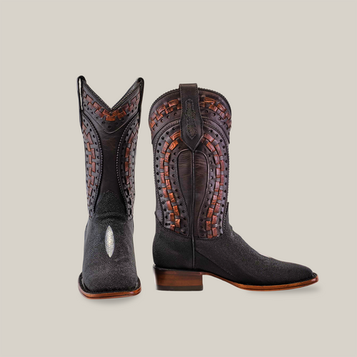 Exotic Stingray - Herradura - Black - Square Toe