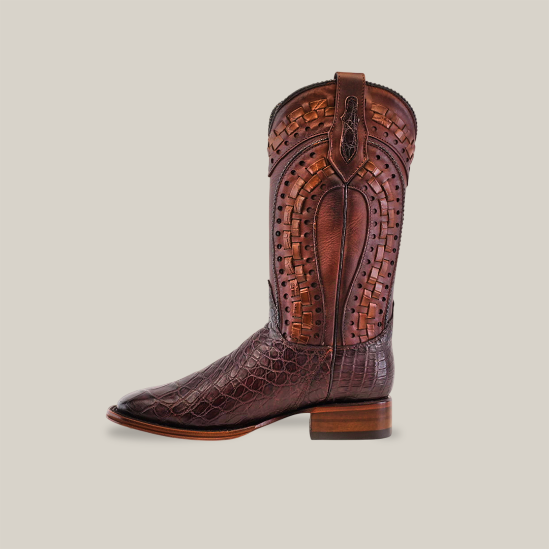 Exotic American Alligator - Herradura - Tabaco - Square Toe Exotic American Alligator - Herradura - Tabaco - Square Toe