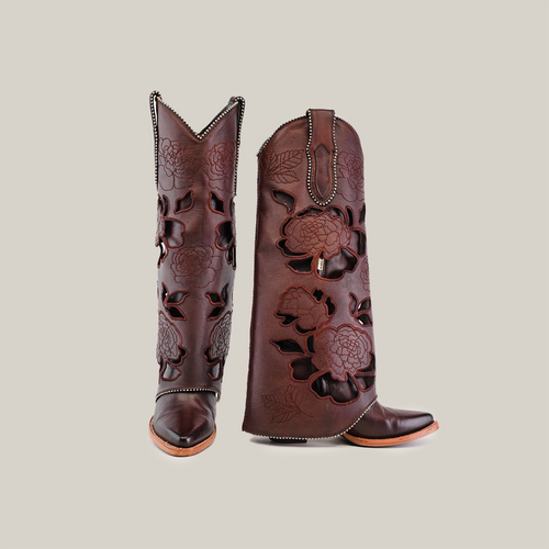 Roma Flowers Tall Shaft Chocolate - J Toe | Texas Country