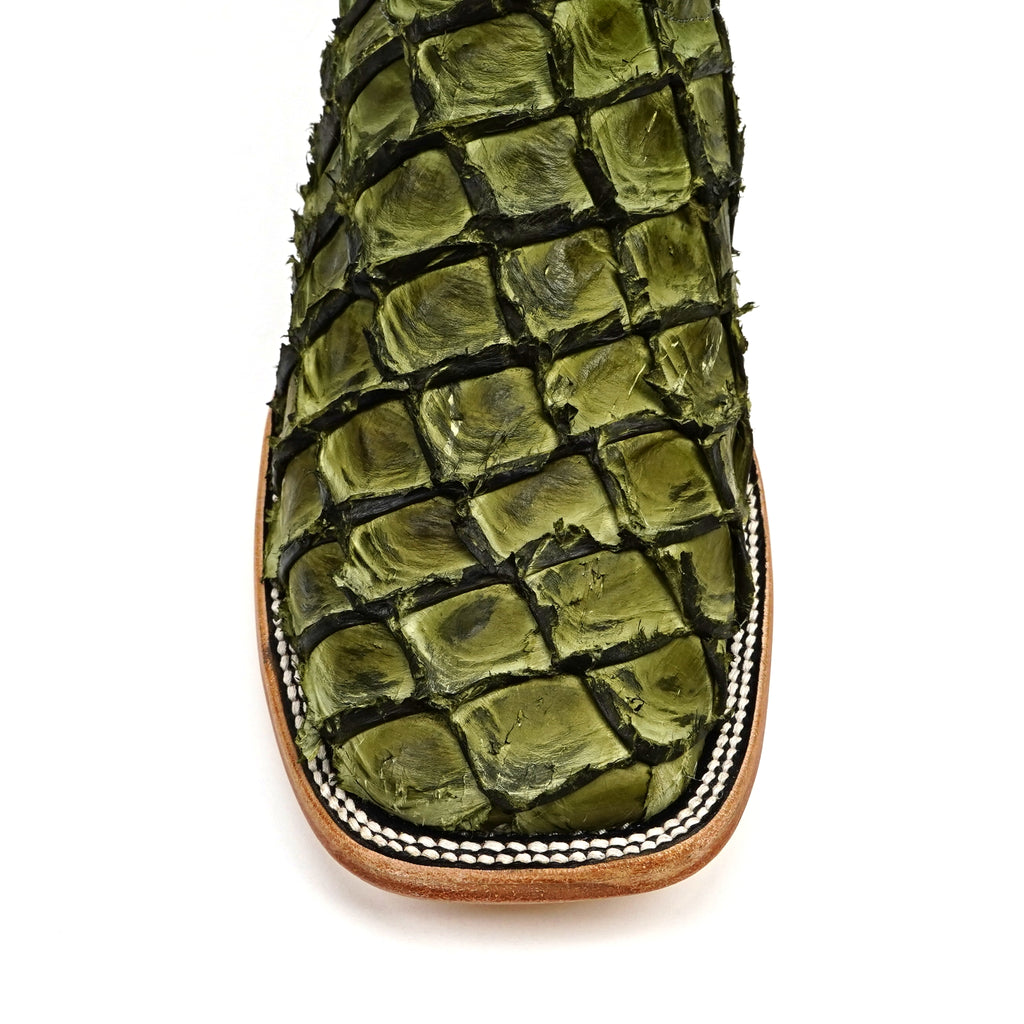 Connor Pirarucu Fish Boots - Agave Green - Square Toe (PZ60)
