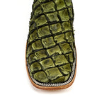 Connor Pirarucu Fish Boots - Agave Green - Square Toe (PZ60)