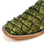 Connor Pirarucu Fish Boots - Agave Green - Square Toe (PZ60)