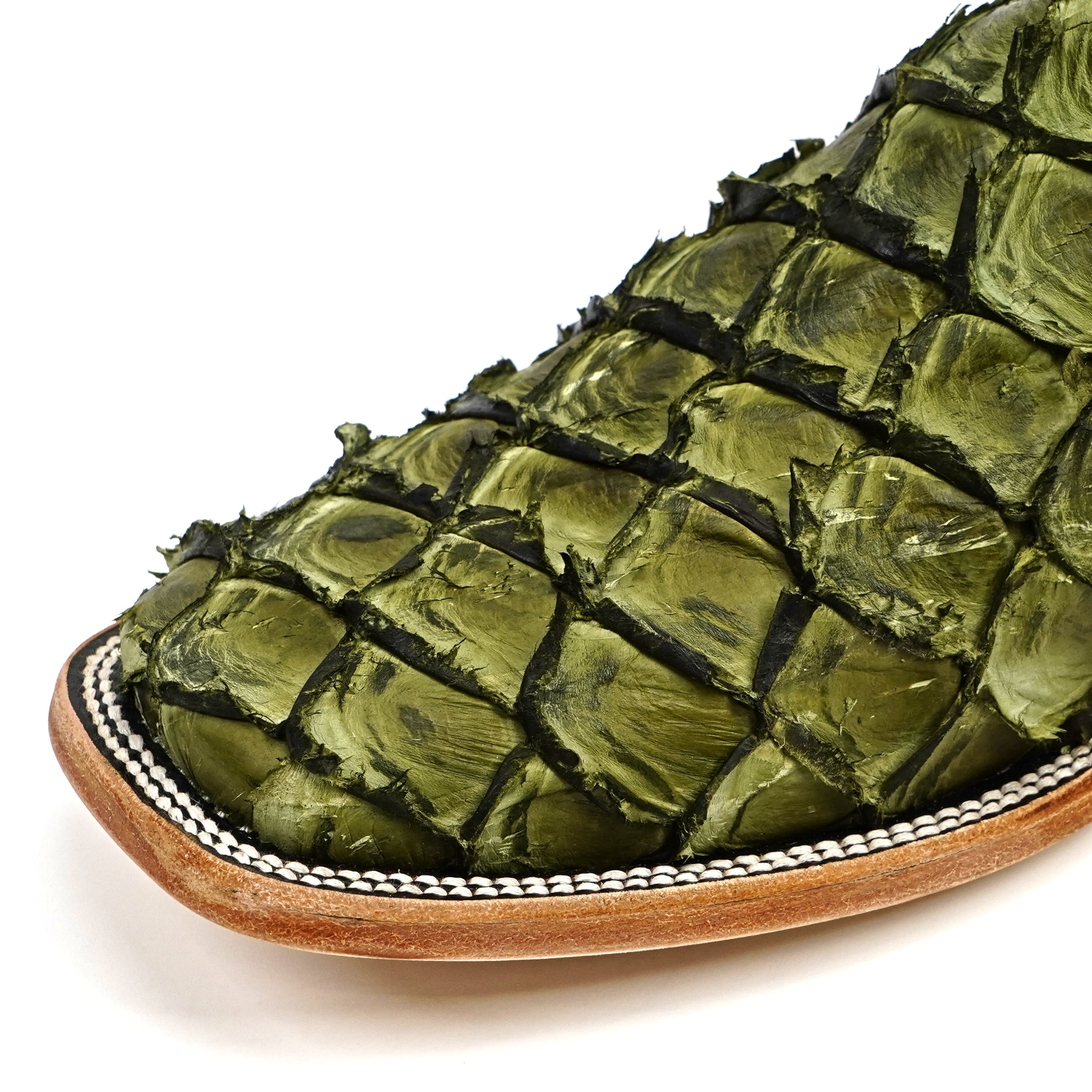 Connor Pirarucu Fish Boots - Agave Green - Square Toe (PZ60)
