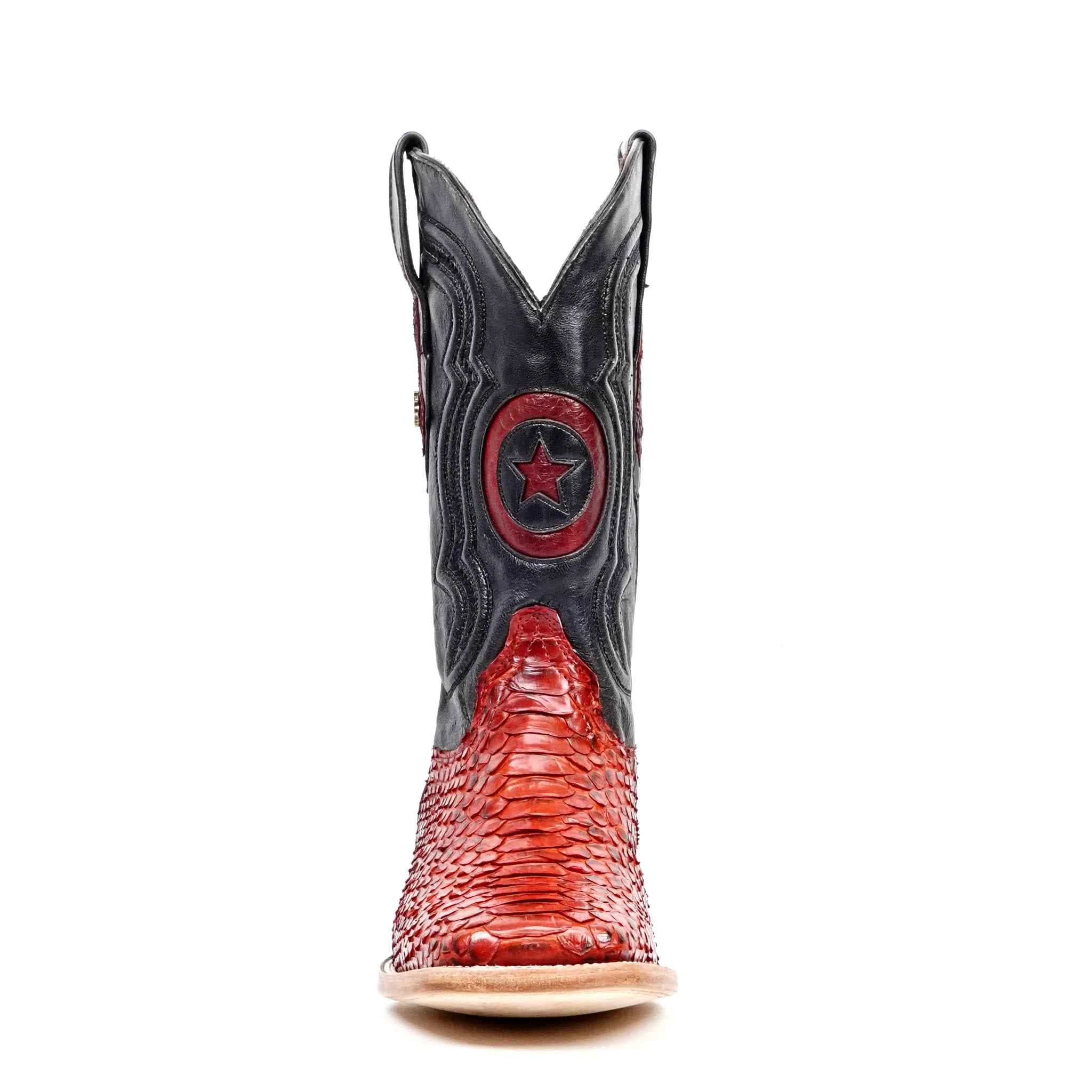 Tanner Python Boots - Ruby Red - Square Toe (PN30)
