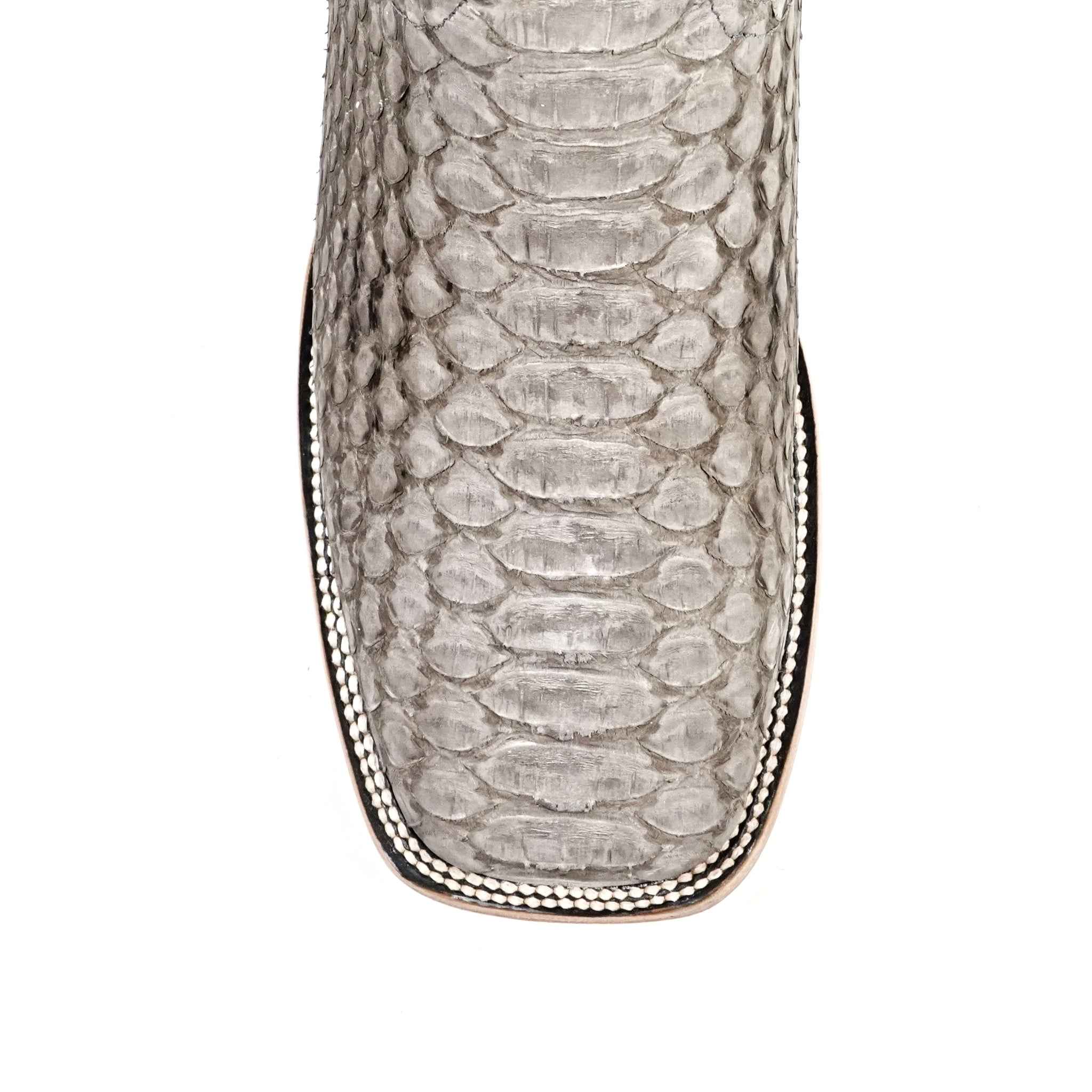 Tanner Python Boots - Matte Gray - Square Toe (PN30)