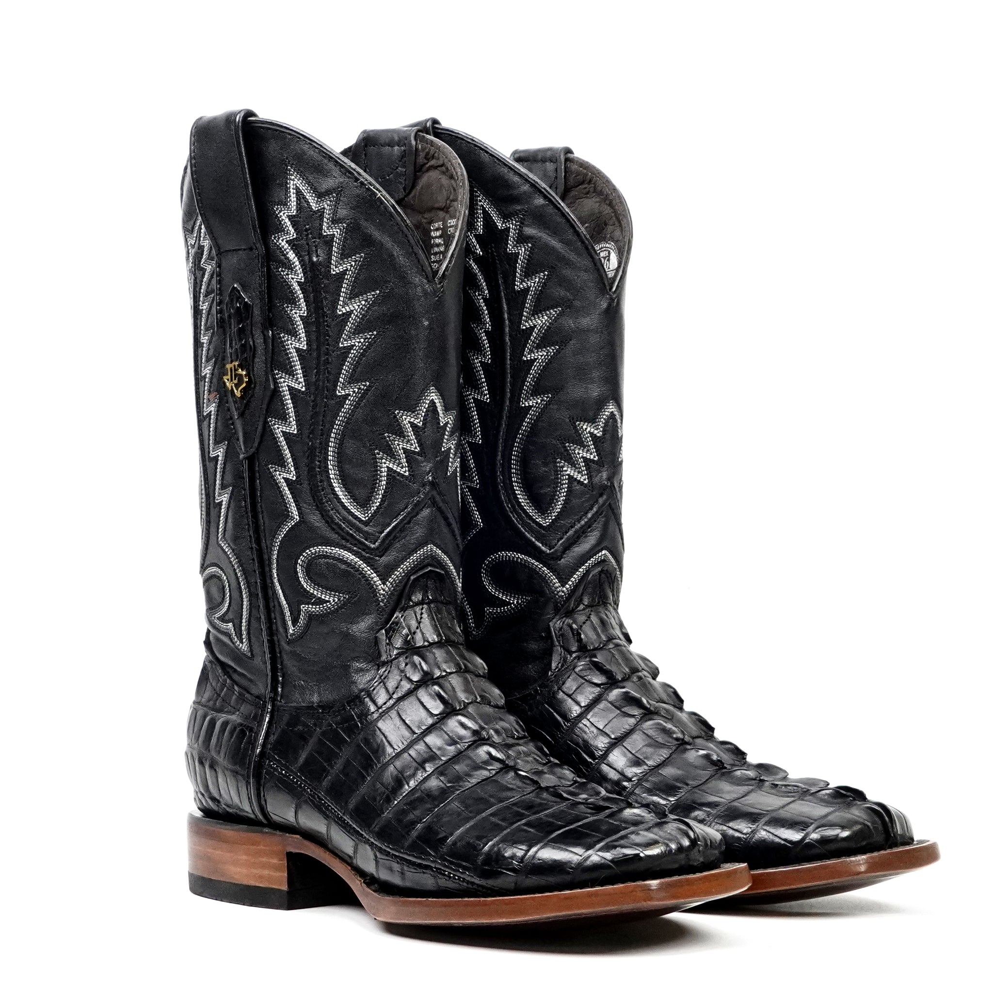 James Aligator Tail Boots - Black - Square Toe (LG10)