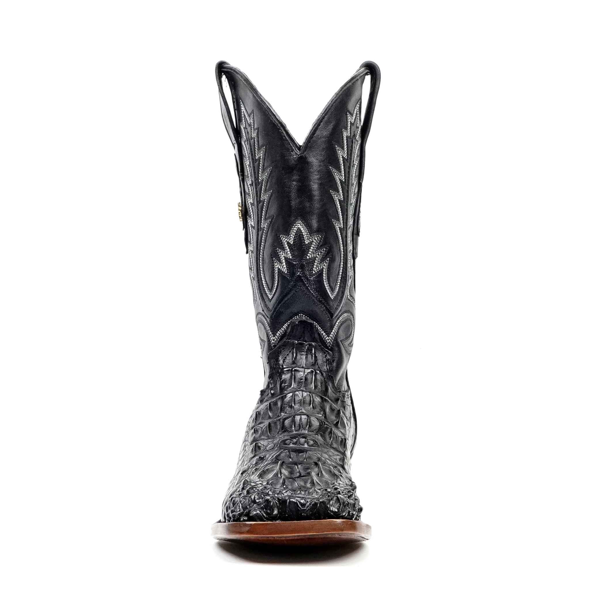 James Alligator Head Boots - Black - Square Toe (AP50)
