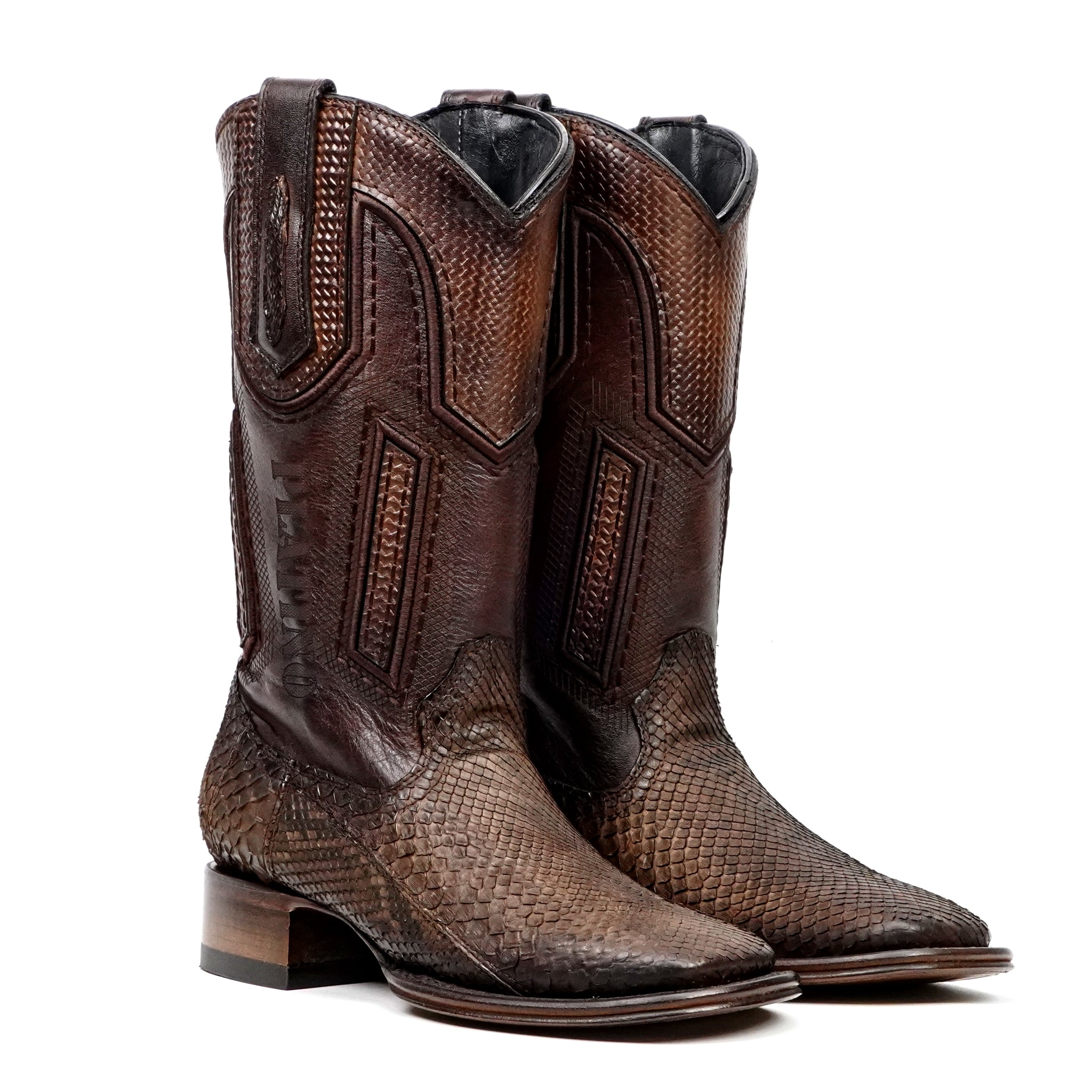 Botas Tanner Platinum Python - Tamarindo - Punta cuadrada
