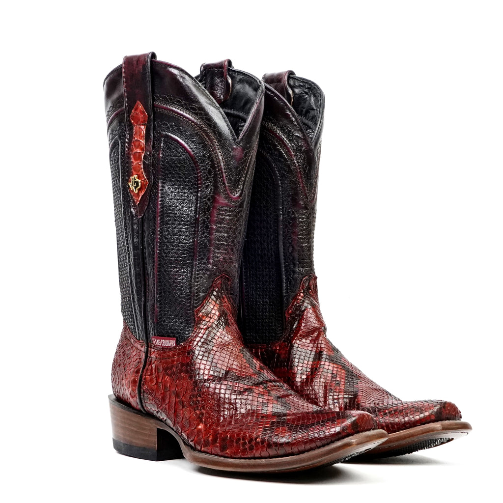 Botas Tanner Python – Rubí – Punta Cuadrada Estrecha (PN30)