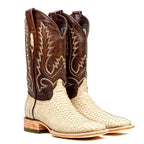 Tanner Cappuccino Python Boots - Square Toe (PN30) - Gomez Western Wear