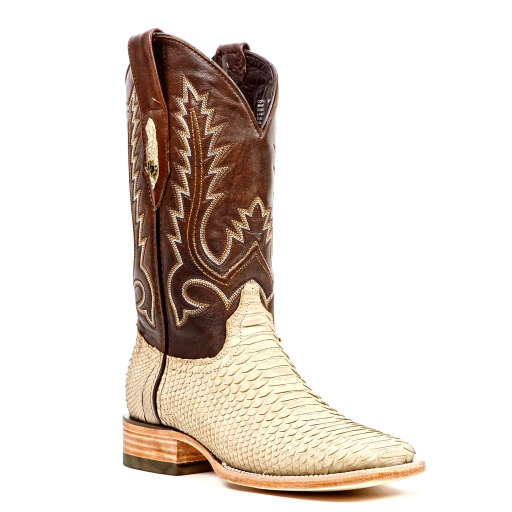 Tanner Cappuccino Python Boots - Square Toe (PN30) - Gomez Western Wear