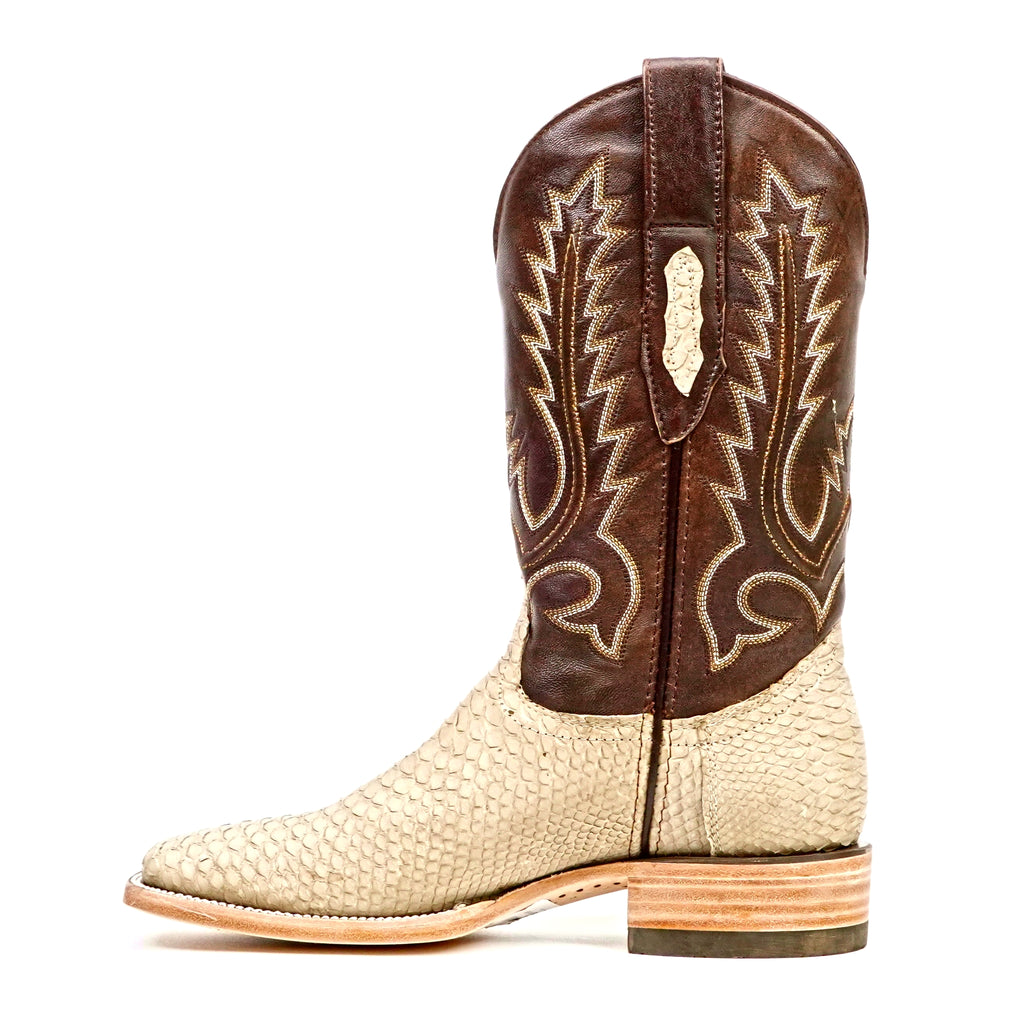 Tanner Cappuccino Python Boots - Square Toe (PN30) - Gomez Western Wear