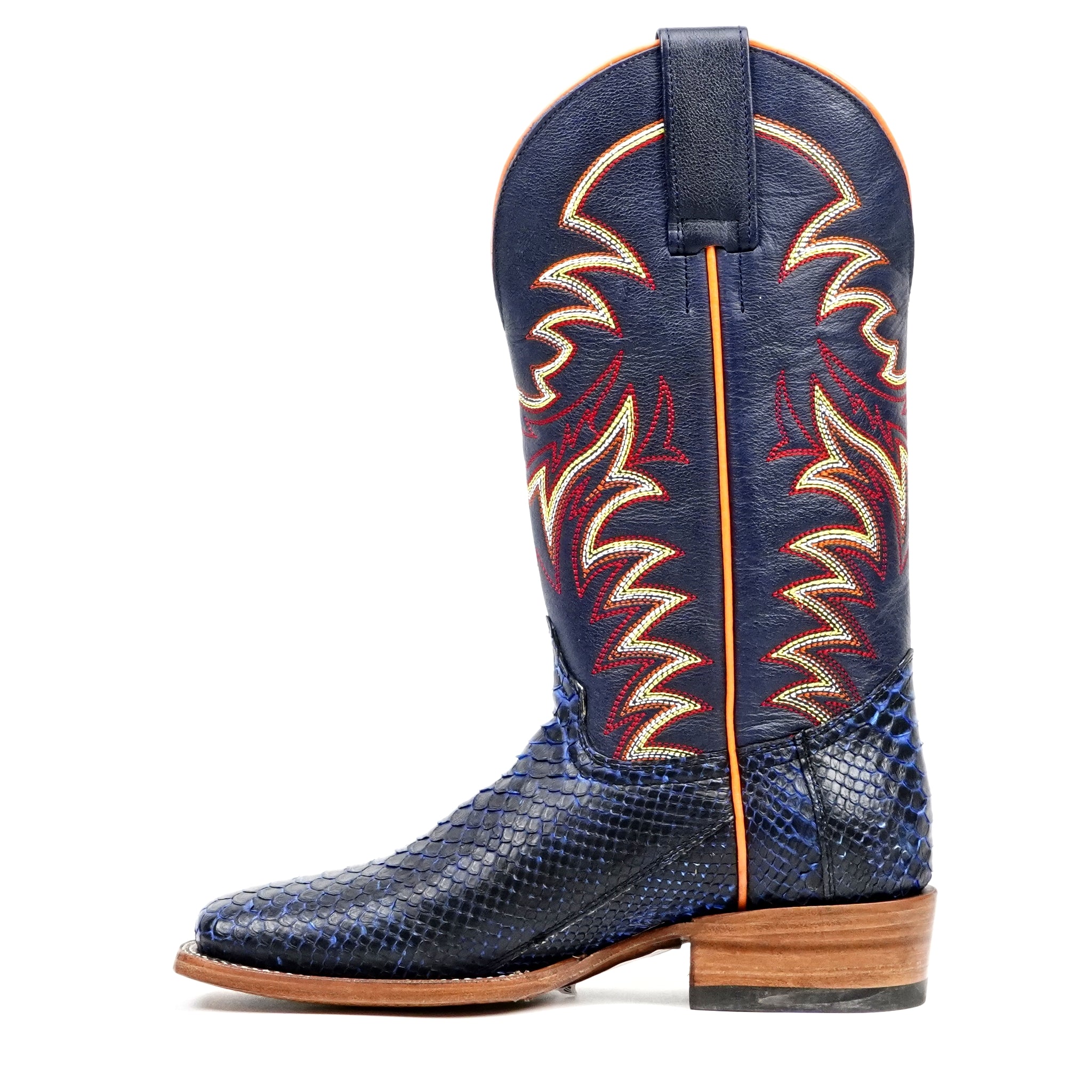Braxton Python Boots - Navy Blue - Square Toe