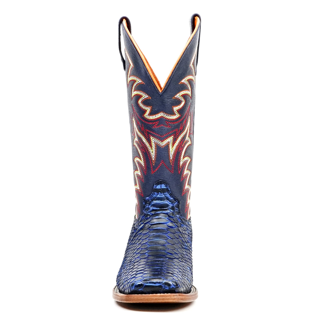 Braxton Python Boots - Navy Blue - Square Toe