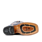Braxton Python Boots - Navy Blue - Square Toe
