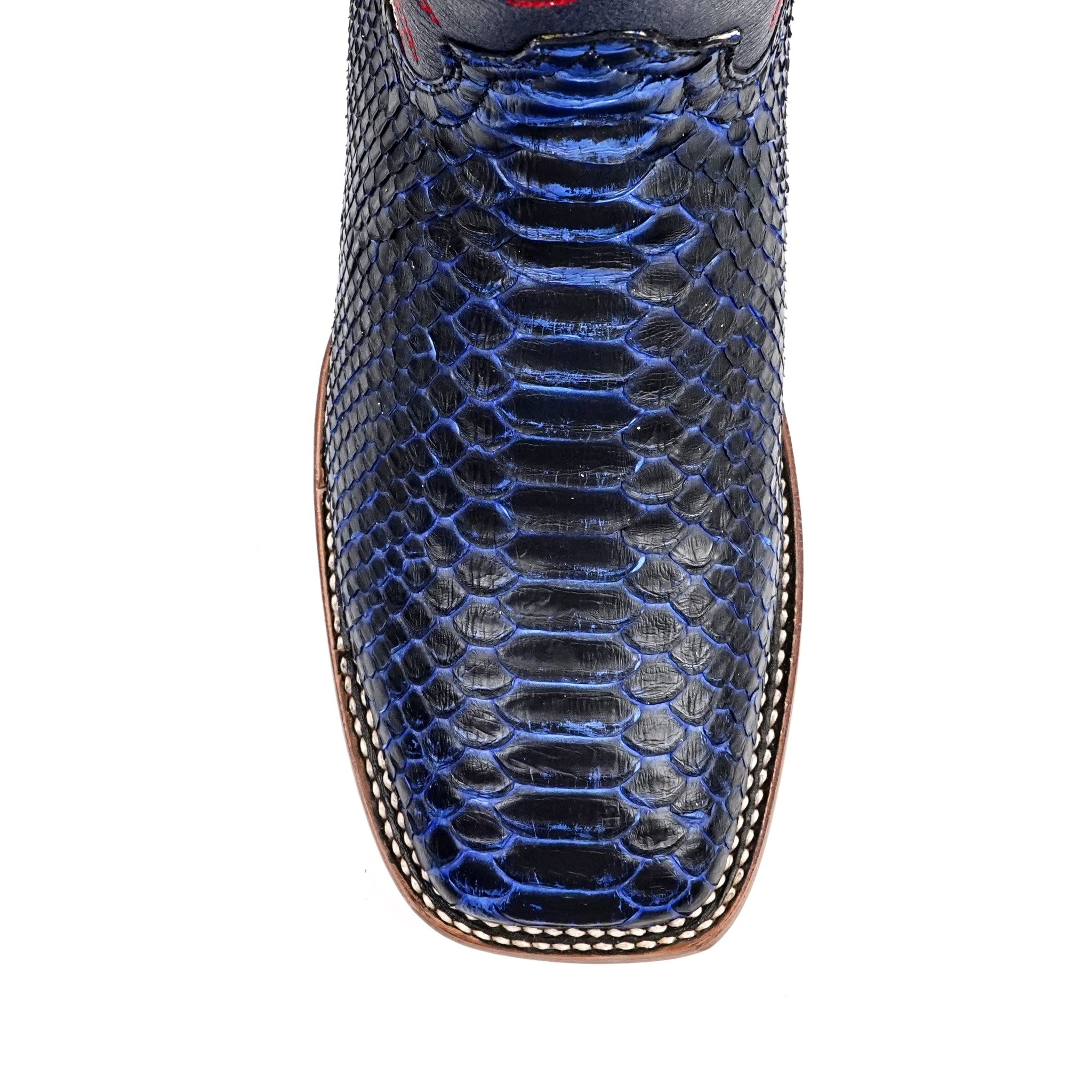 Braxton Python Boots - Navy Blue - Square Toe