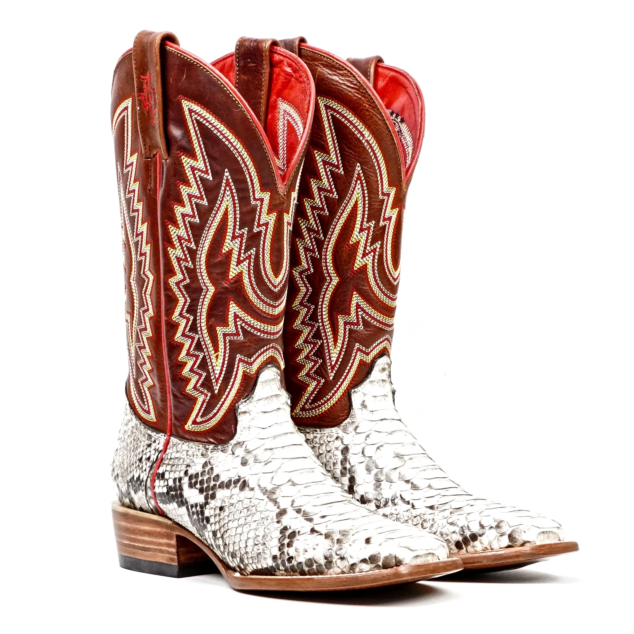 Braxton Python Boots - Natural - Square Toe