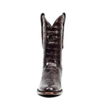 James Platinum Full Alligator Boots - Espresso Brown - Round Toe