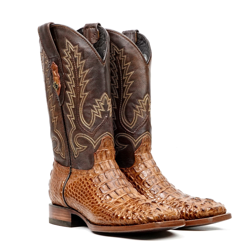 James Alligator Head Boots - Brandy - Square Toe (AP50)