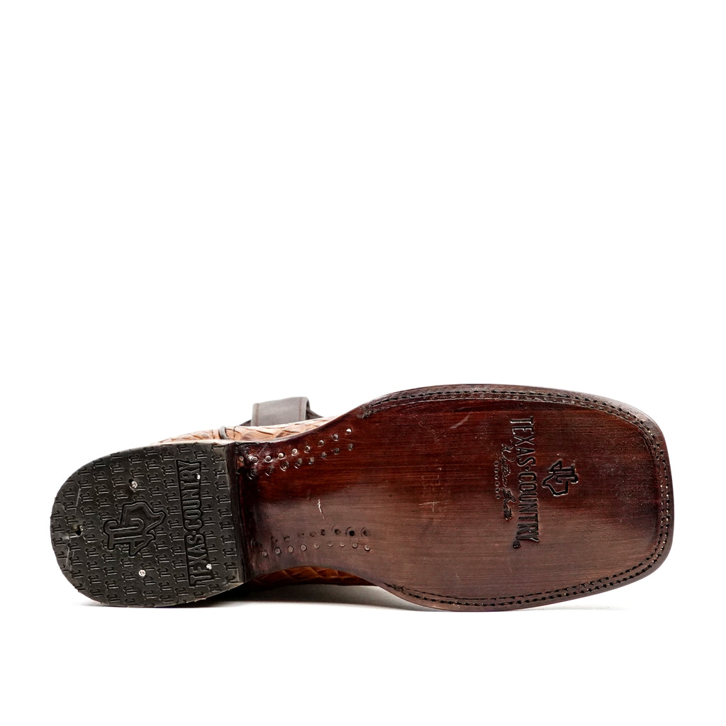 James Alligator Head Boots - Brandy - Square Toe (AP50)