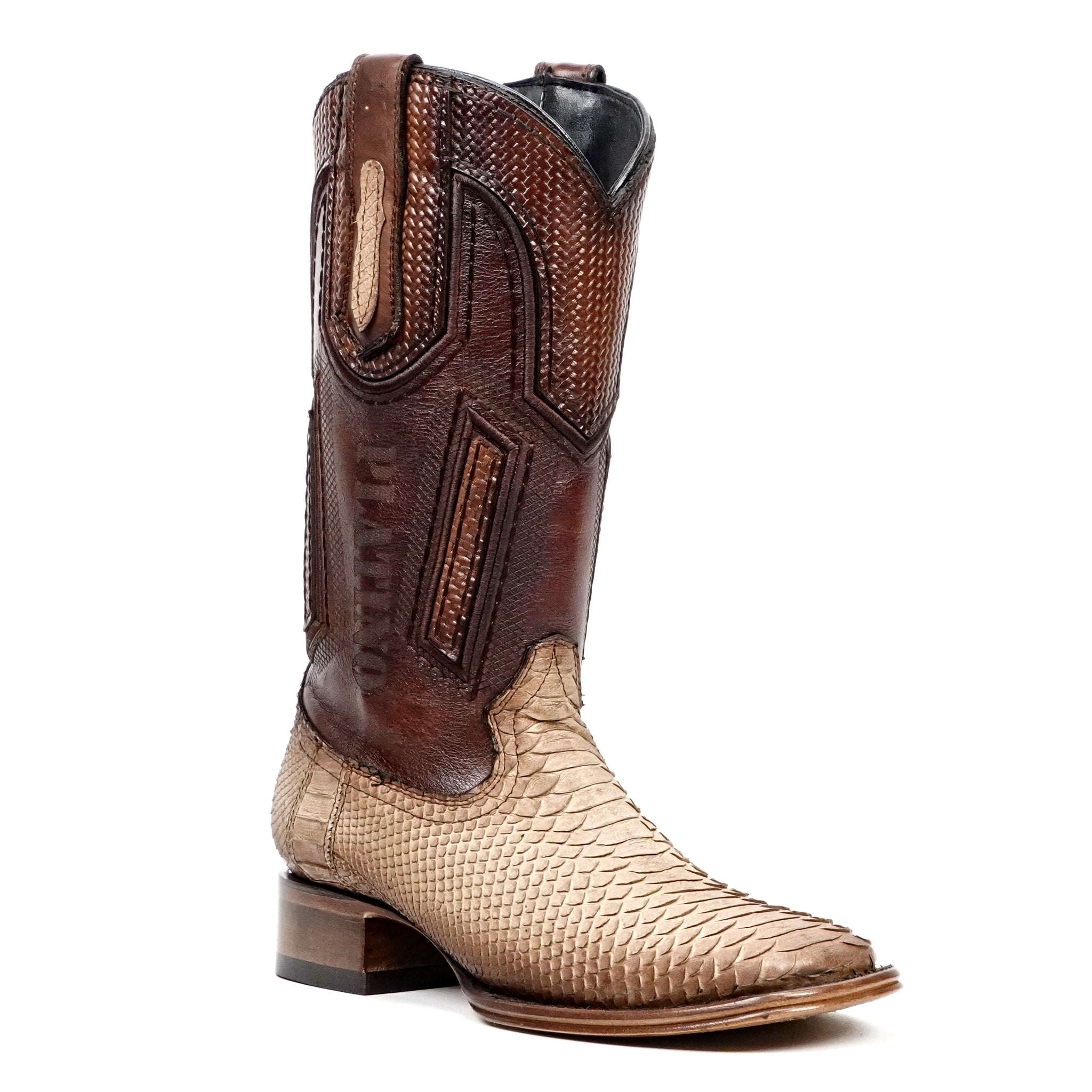 Tanner Platinum Python Boots - Cappuccino - Square Toe - Gomez