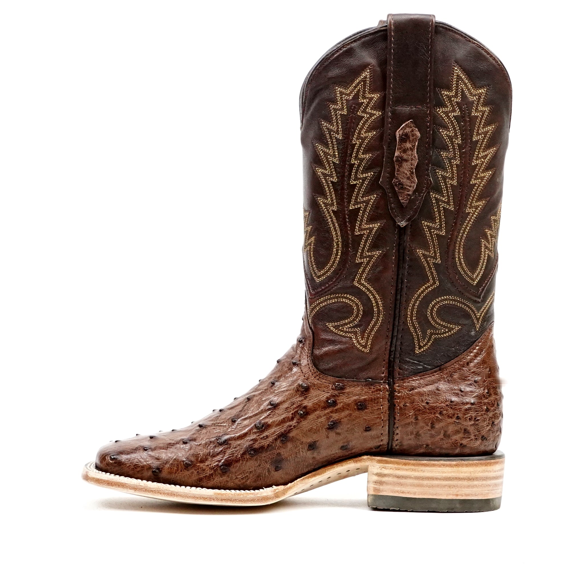 Austin Ostrich Boots - Tobacco - Square Toe (AV20)
