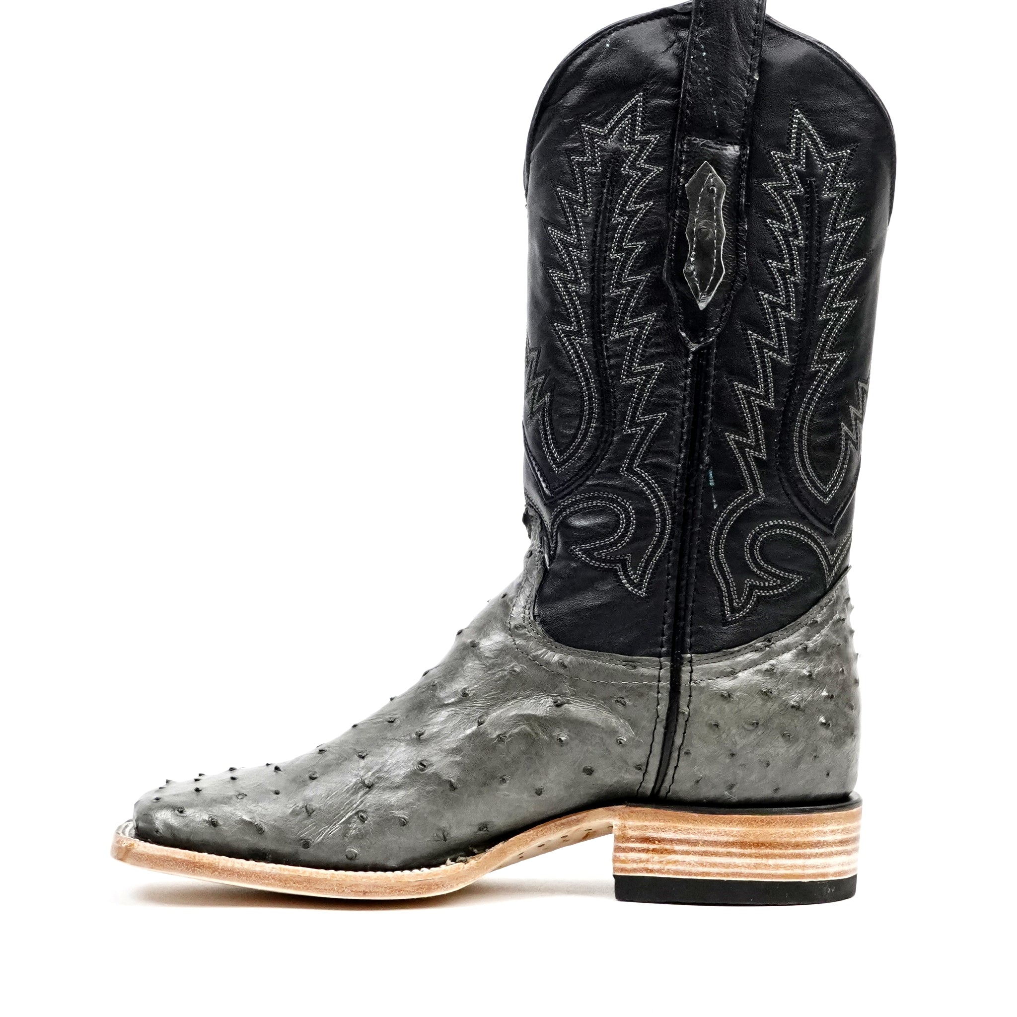 Austin Ostrich Boots - Gray - Square Toe (AV20)