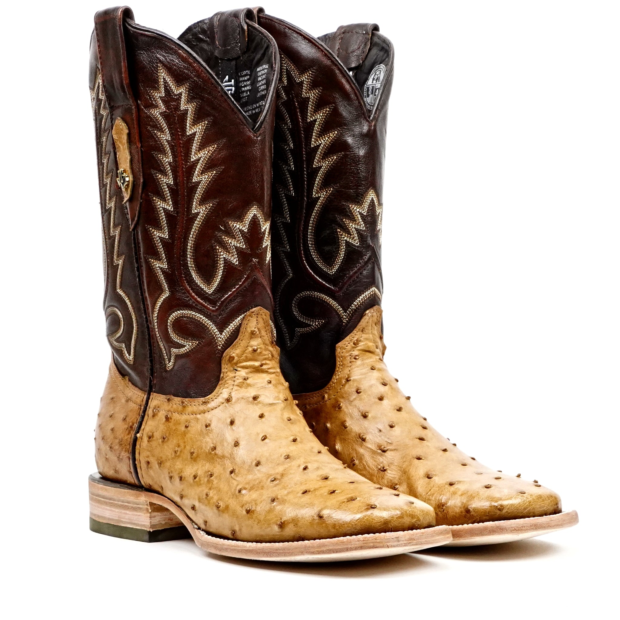 Austin Ostrich Boots - Fawn - Square Toe (AV20)