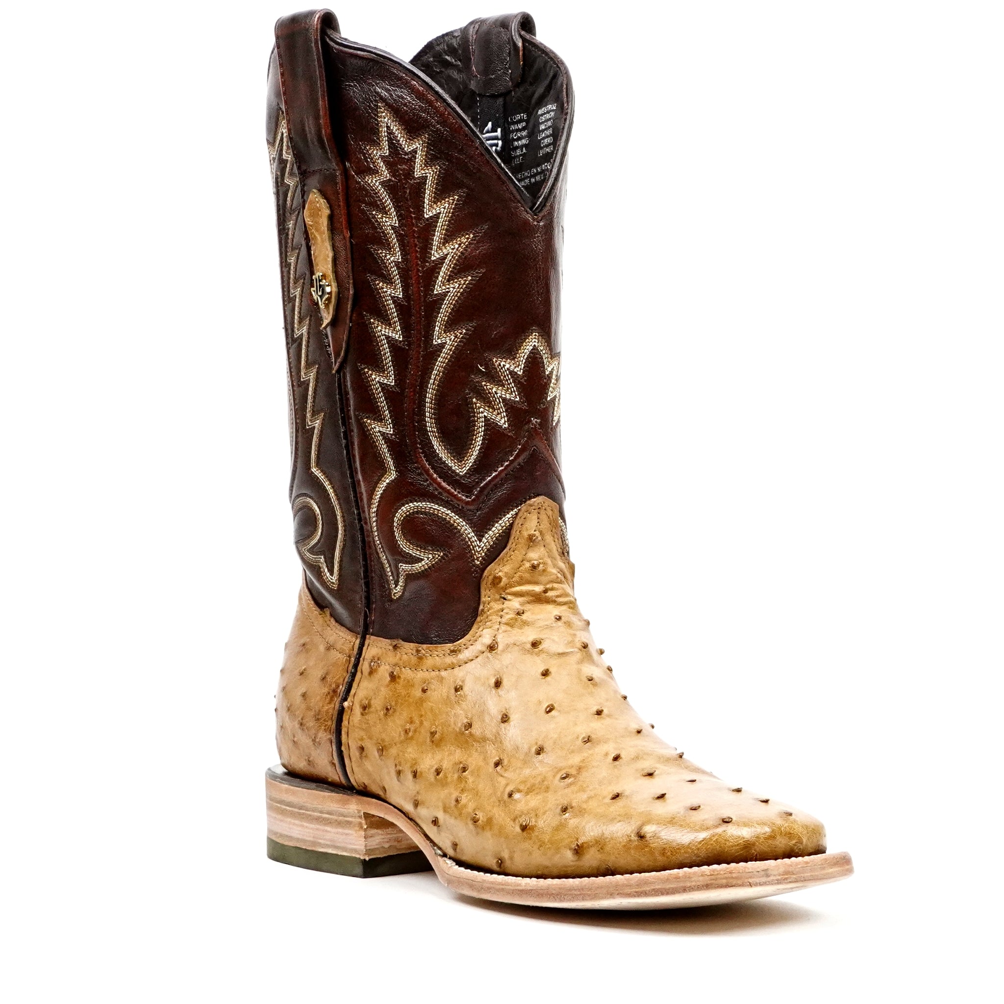 Austin Ostrich Boots - Fawn - Square Toe (AV20)