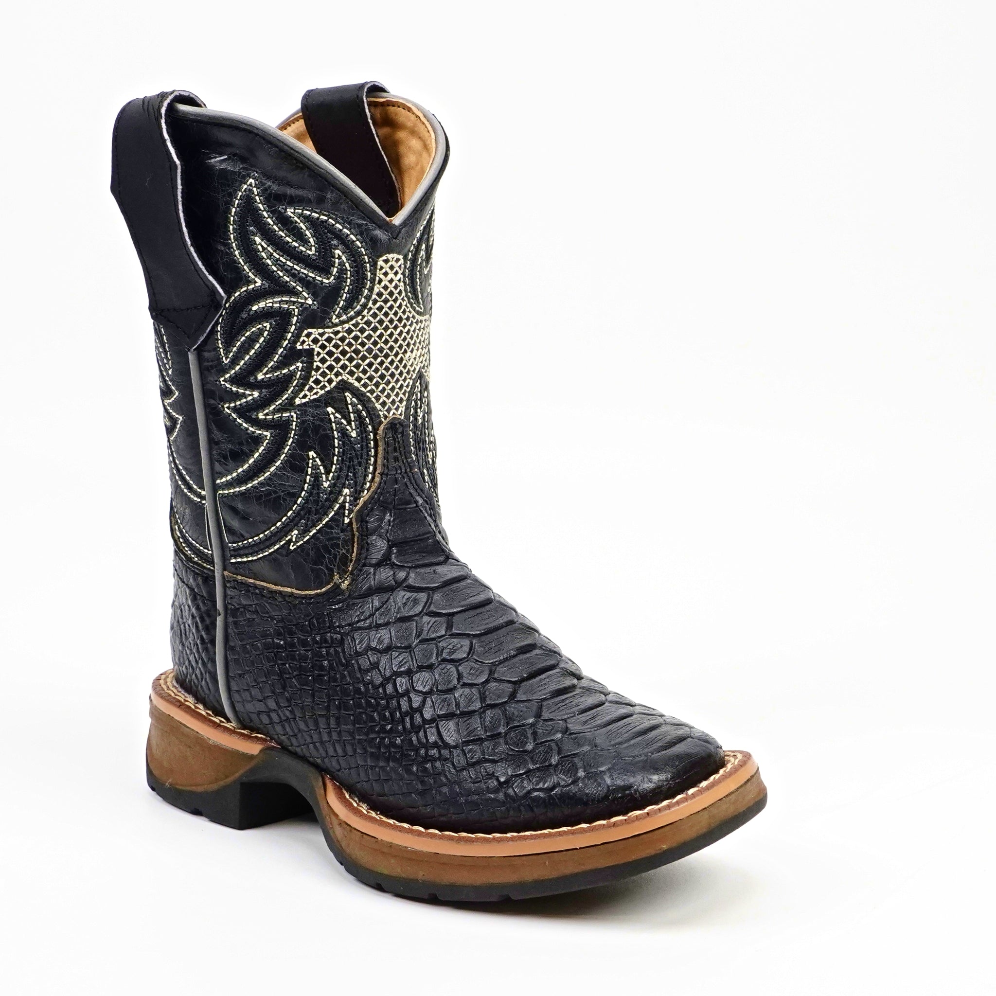 Maurich - Kids Python Boots - Black - Square Toe