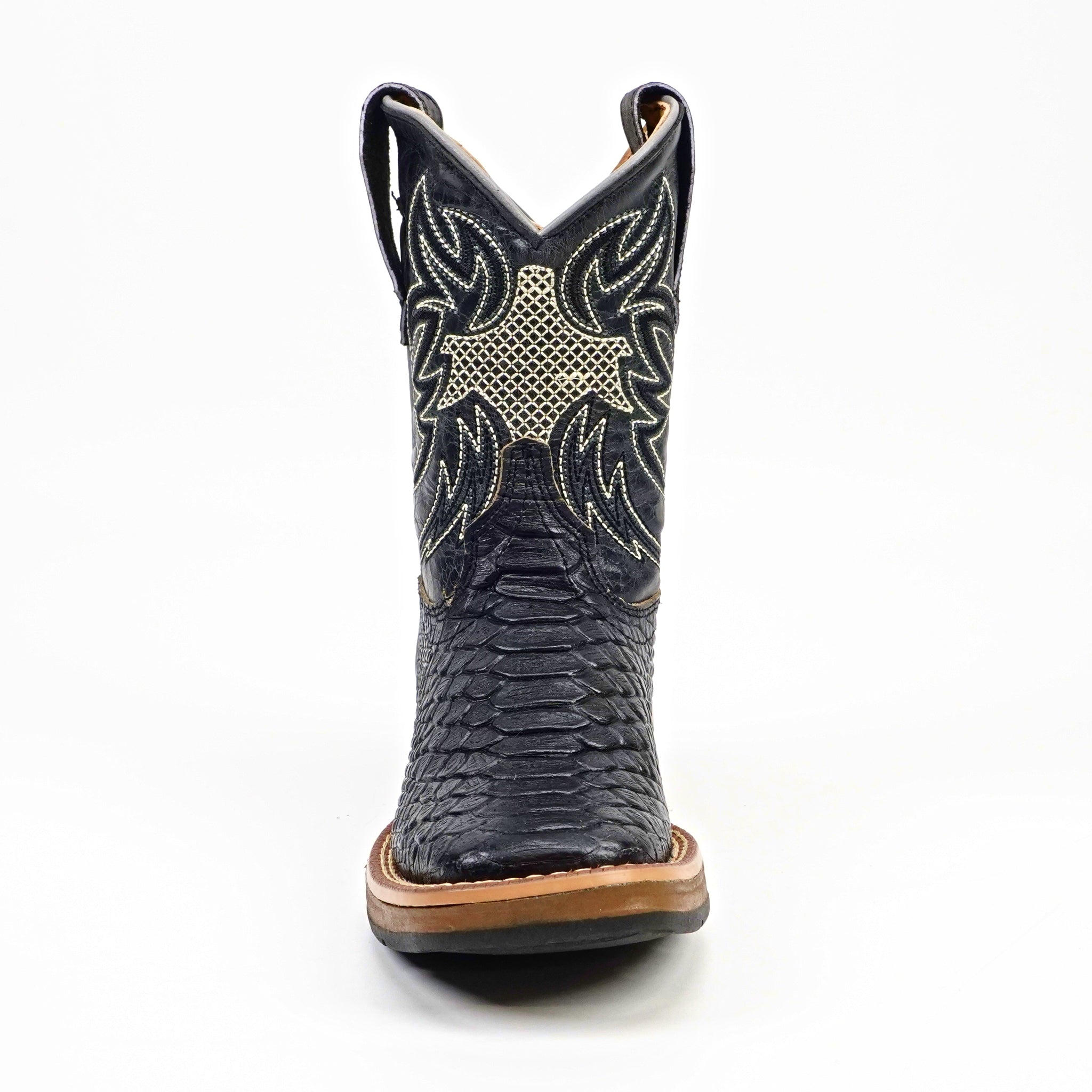 Maurich - Kids Python Boots - Black - Square Toe