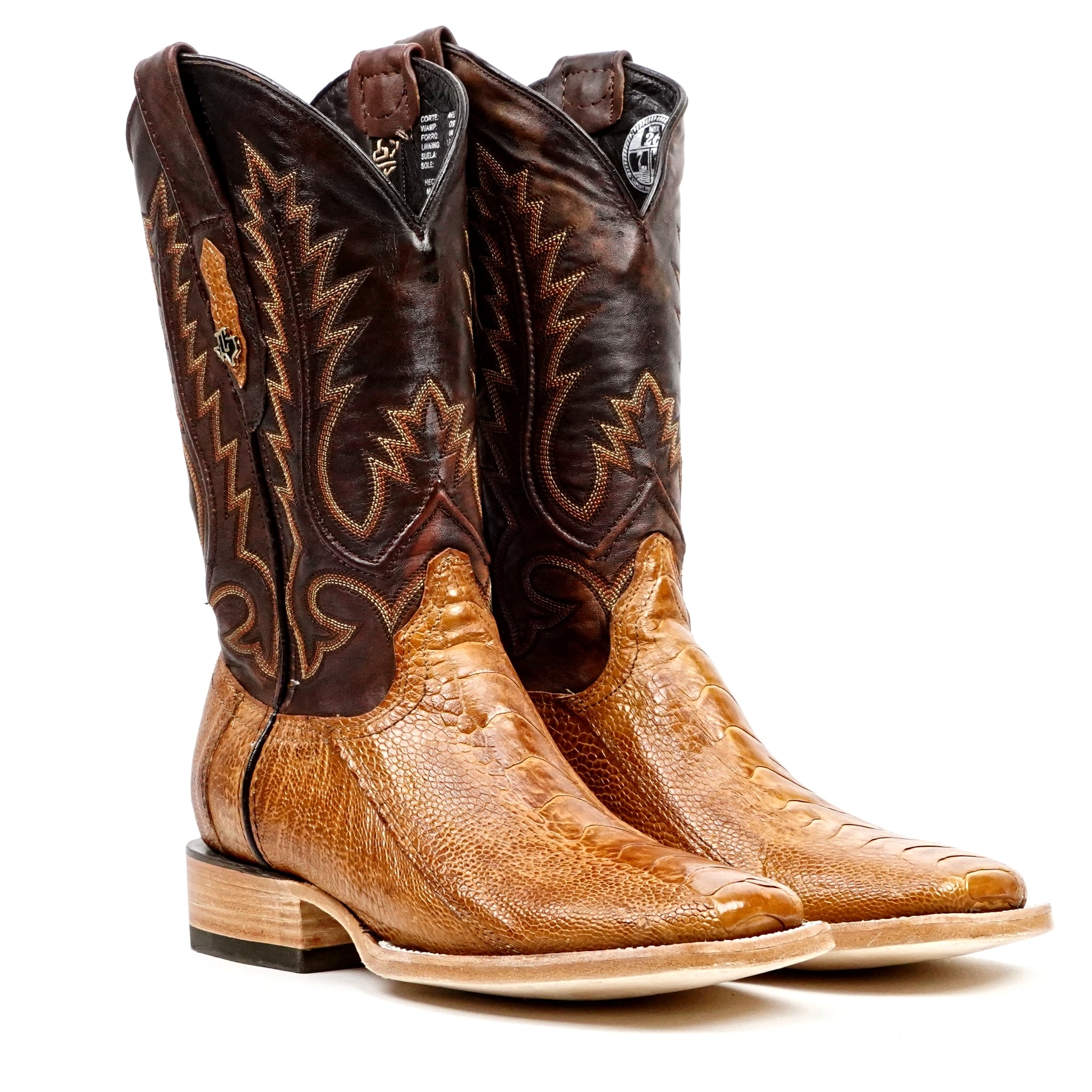 Austin Ostrich Leg Boots - Maple - Square Toe (PA501)