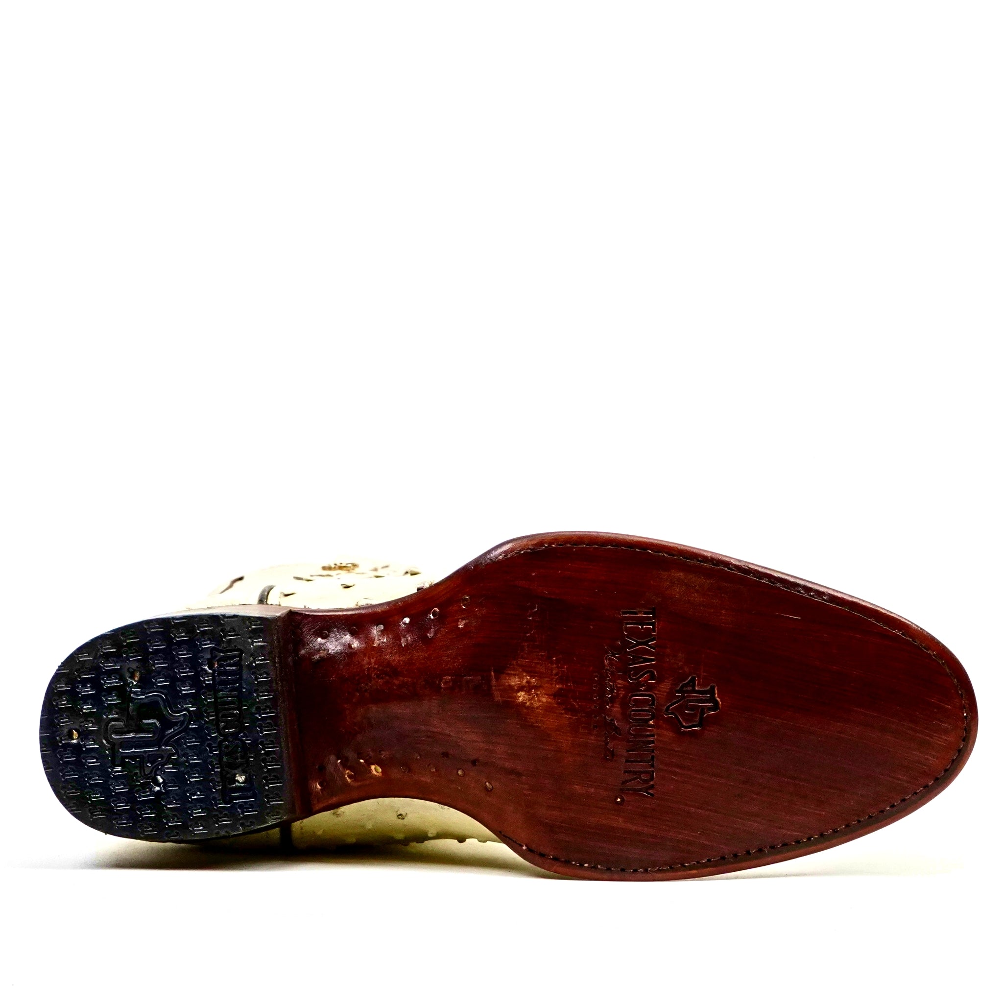 Austin Ostrich Boots - Bone - Round Toe (AV230)