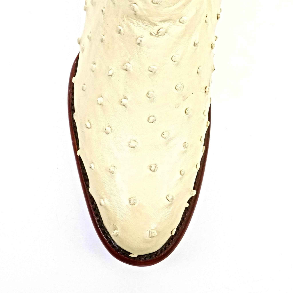 Austin Ostrich Boots - Bone - Round Toe (AV230)