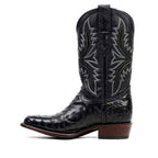 Austin Ostrich Boots - Black - Round Toe (AV230)