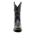 Austin Ostrich Boots - Black - Round Toe (AV230)