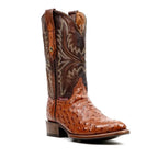 Austin Ostrich Boots - Brandy - Round Toe (AV230)