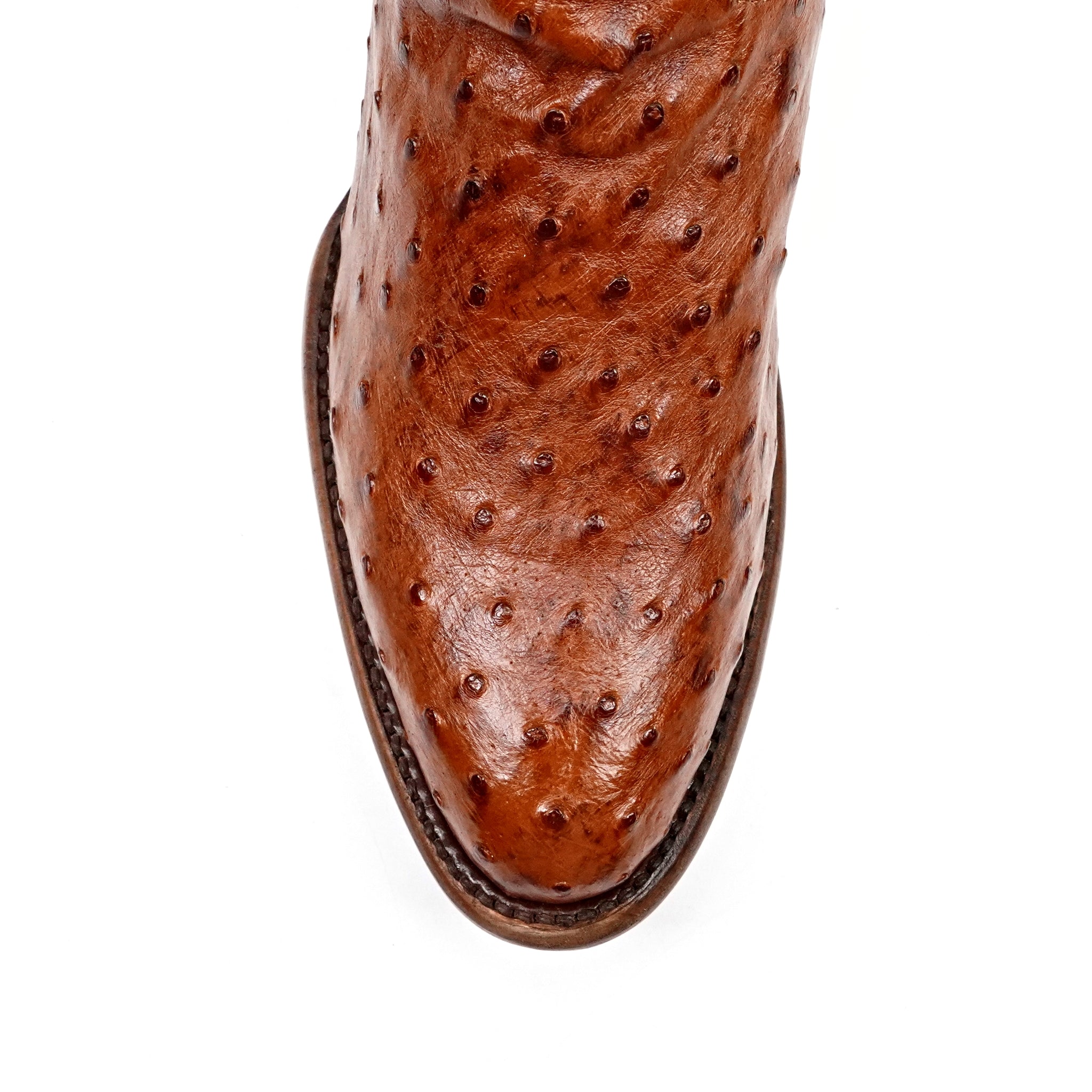 Austin Ostrich Boots - Brandy - Round Toe (AV230)