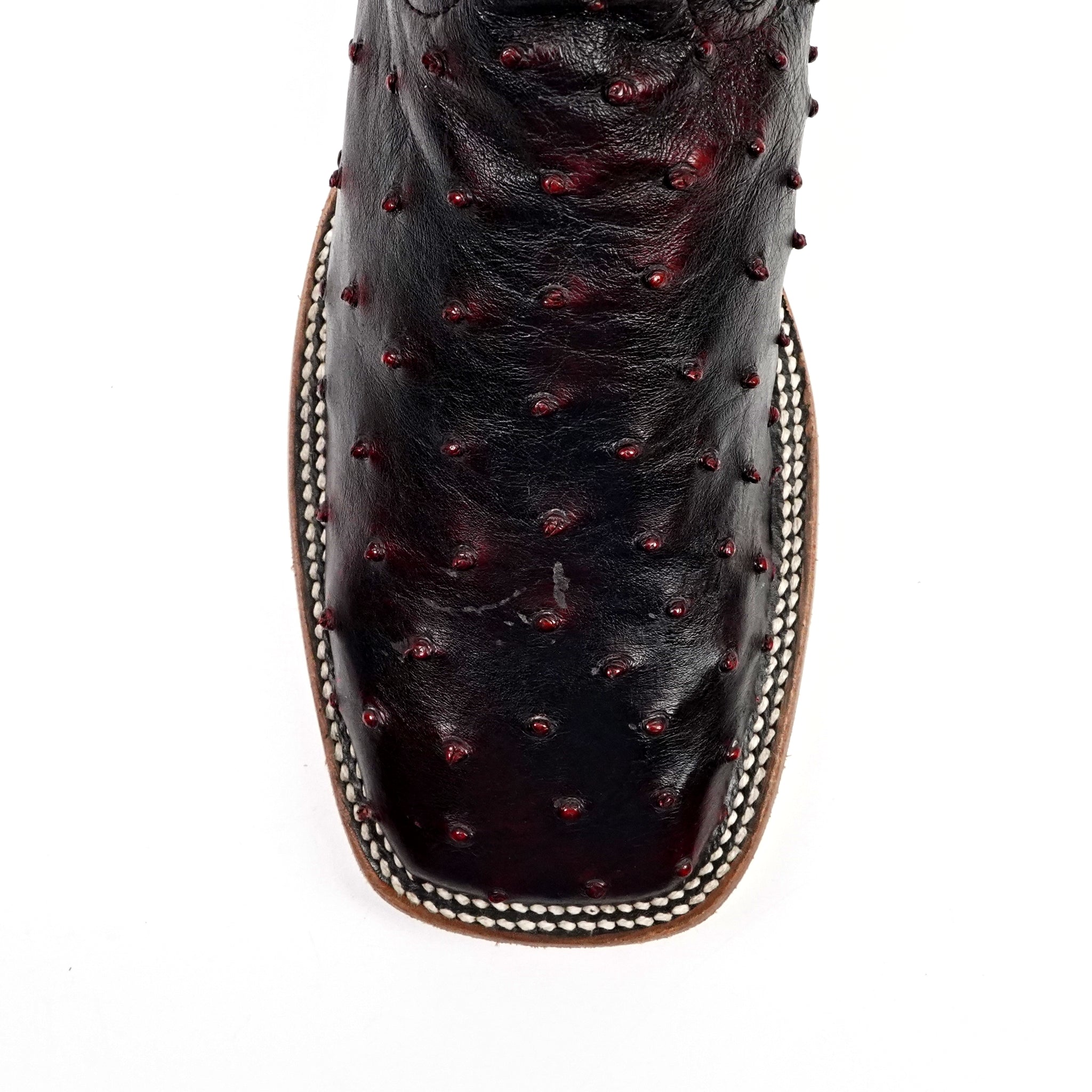 Austin Ostrich Boots - Black Cherry - Square Toe (AV20)